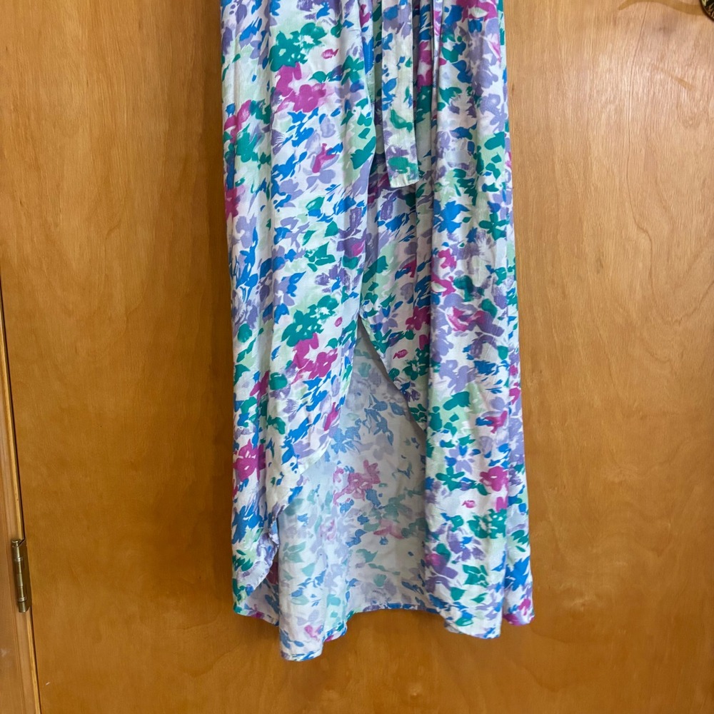 Boii XS Floral Maxi Wrap Dress Short Sleeve V Neck Casual Bohemian - Picture 8 of 8